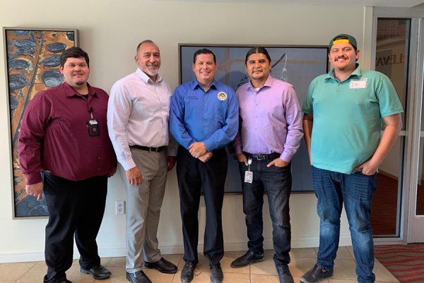 Tachi Council Members (L to R) Tribal Council Delegate Jaime Pimentel, Chairman Leo Sisco, Assemblyman Rudy Salas, Vice Chair Robert Jeff, and Tribal Council Bryce Baga.
